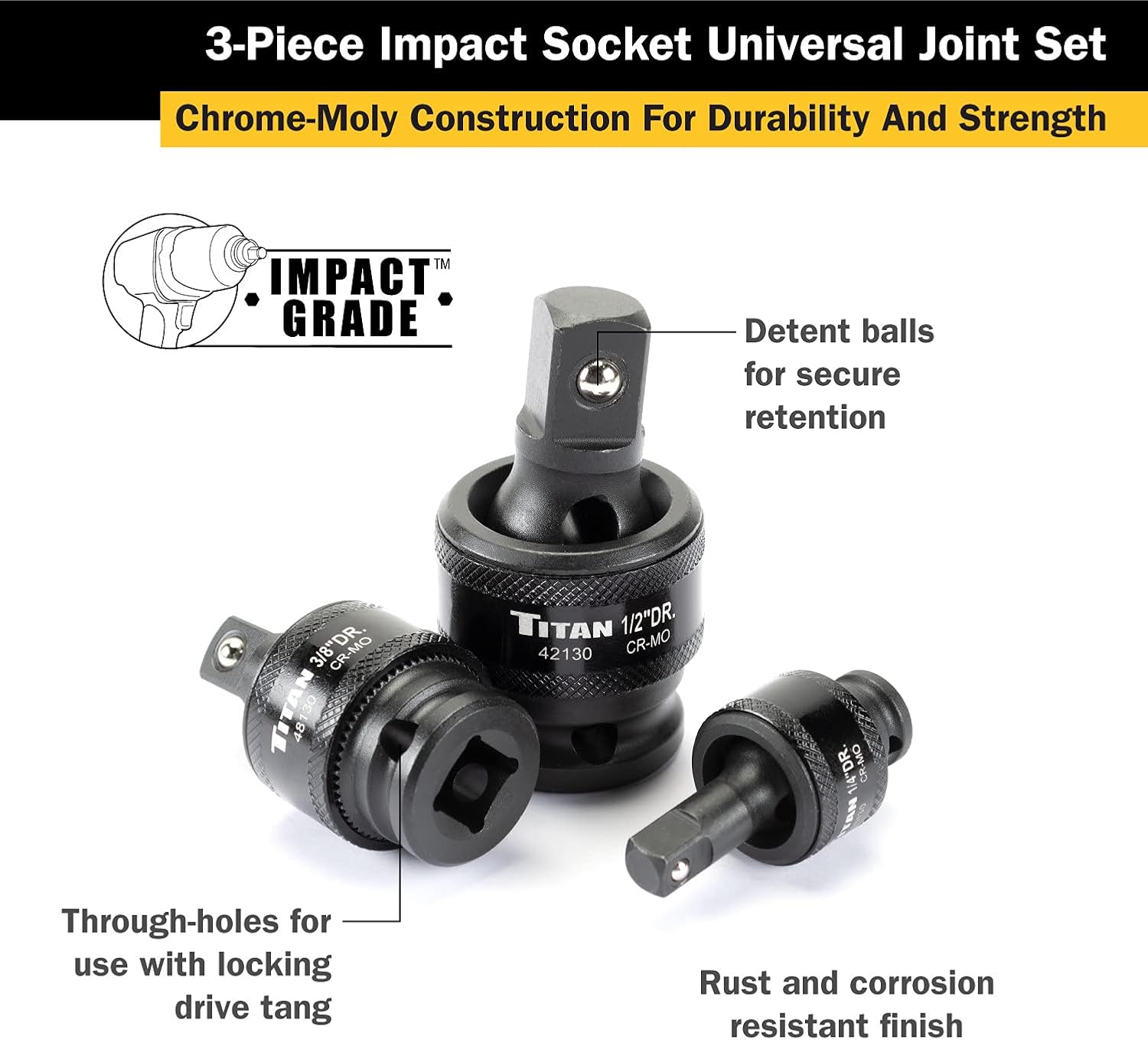 Titan Tools 40160 Impact Socket Universal Joint Set