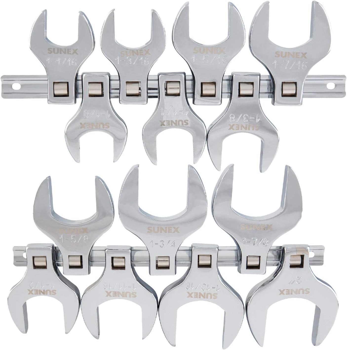 Sunex 9721A 14 Pc 1/2" Dr. Jumbo SAE Crowfoot Wrench Set CRV