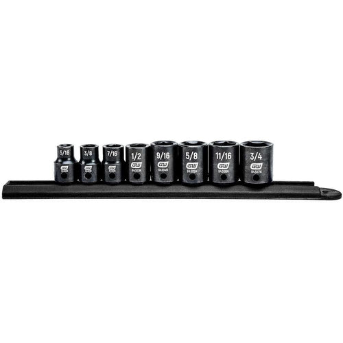 GearWrench 84910N Jeu de 8 douilles à impact standard SAE, entraînement 3/8", 6 points