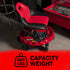 Traxion TRX-2-700R ProGear Race Seat in garage setting showing 400 lb weight capacity badge