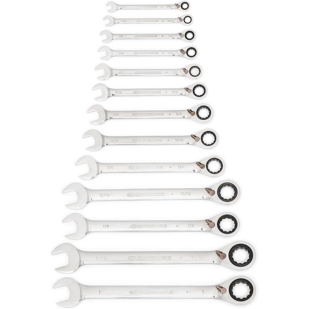 CLE A ENGRENAGE 13 pièces. Jeu de clés mixtes à cliquet réversibles à 12 pans SAE - 9509N