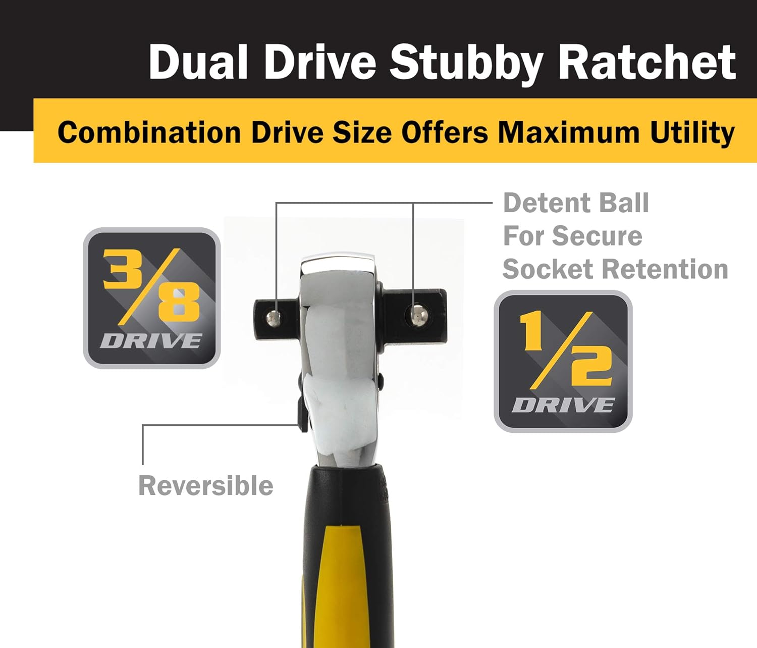 Titan Tools 12051 3/8 In. And 1/2 In. Drive Stubby Ratchet