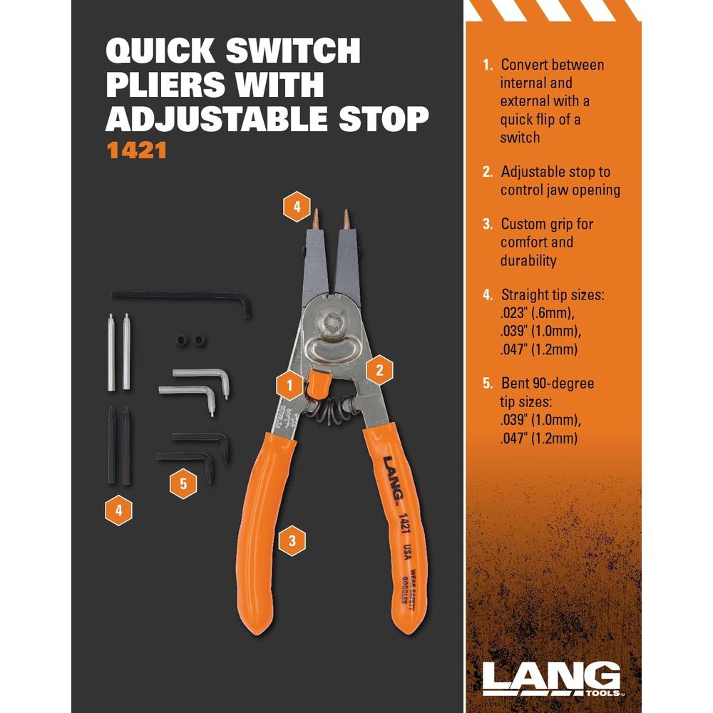 Lang Tools 1421 Internal/External Quick Switch Retaining Ring Pliers