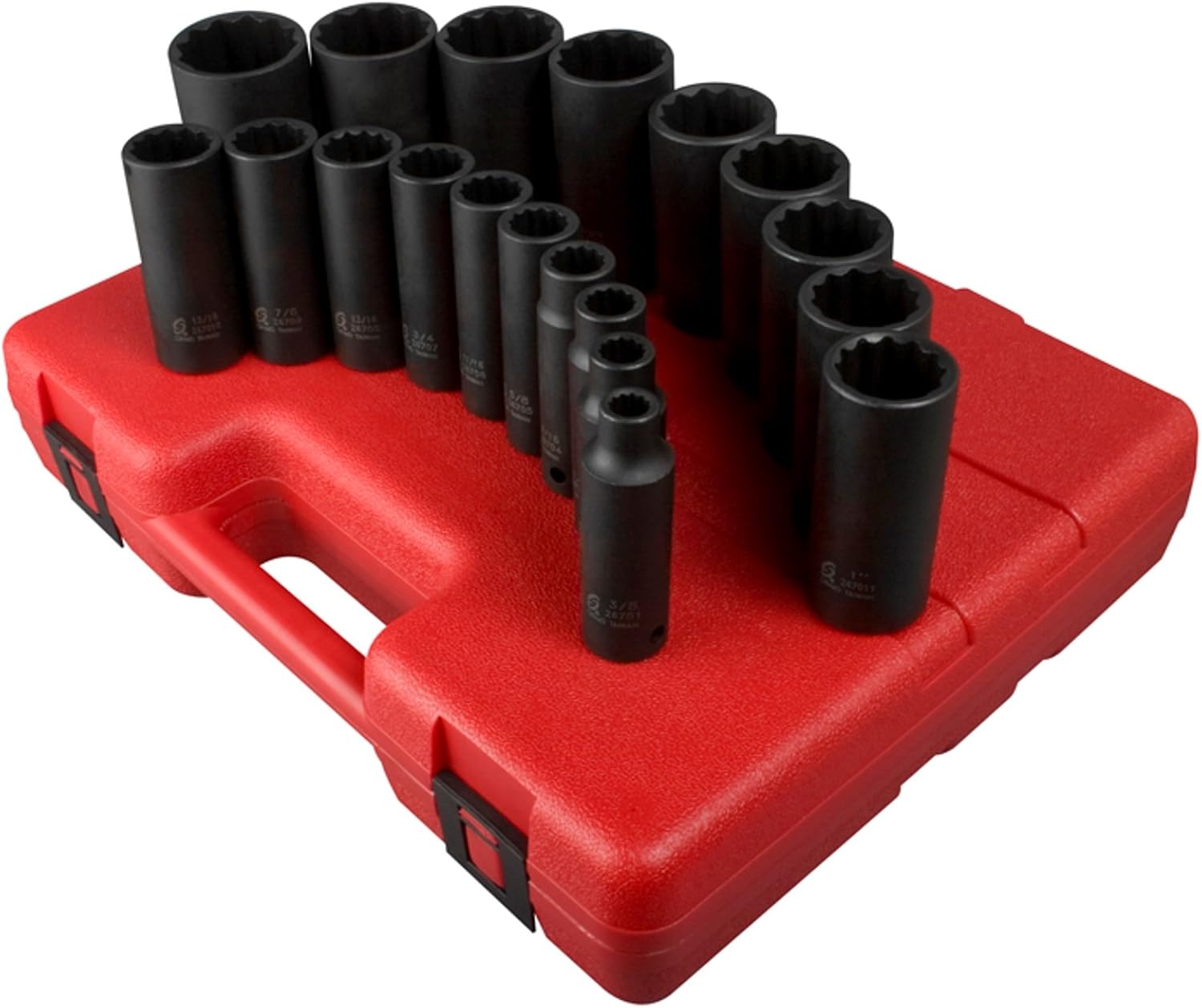 Sunex Tools 2820 1/2 in. Drive 12-Point SAE Deep Impact Set, 19 Piece