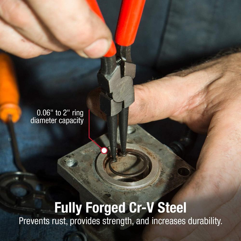 Sunex Tools 3614V Snap Ring Pliers Set, 7" Internal Use Straight Nose Pliers, 7" Internal Use Bent Nose Pliers, 7" External Use Straight Nose Pliers, 7" External Use Bent Nose Pliers, 4Piece