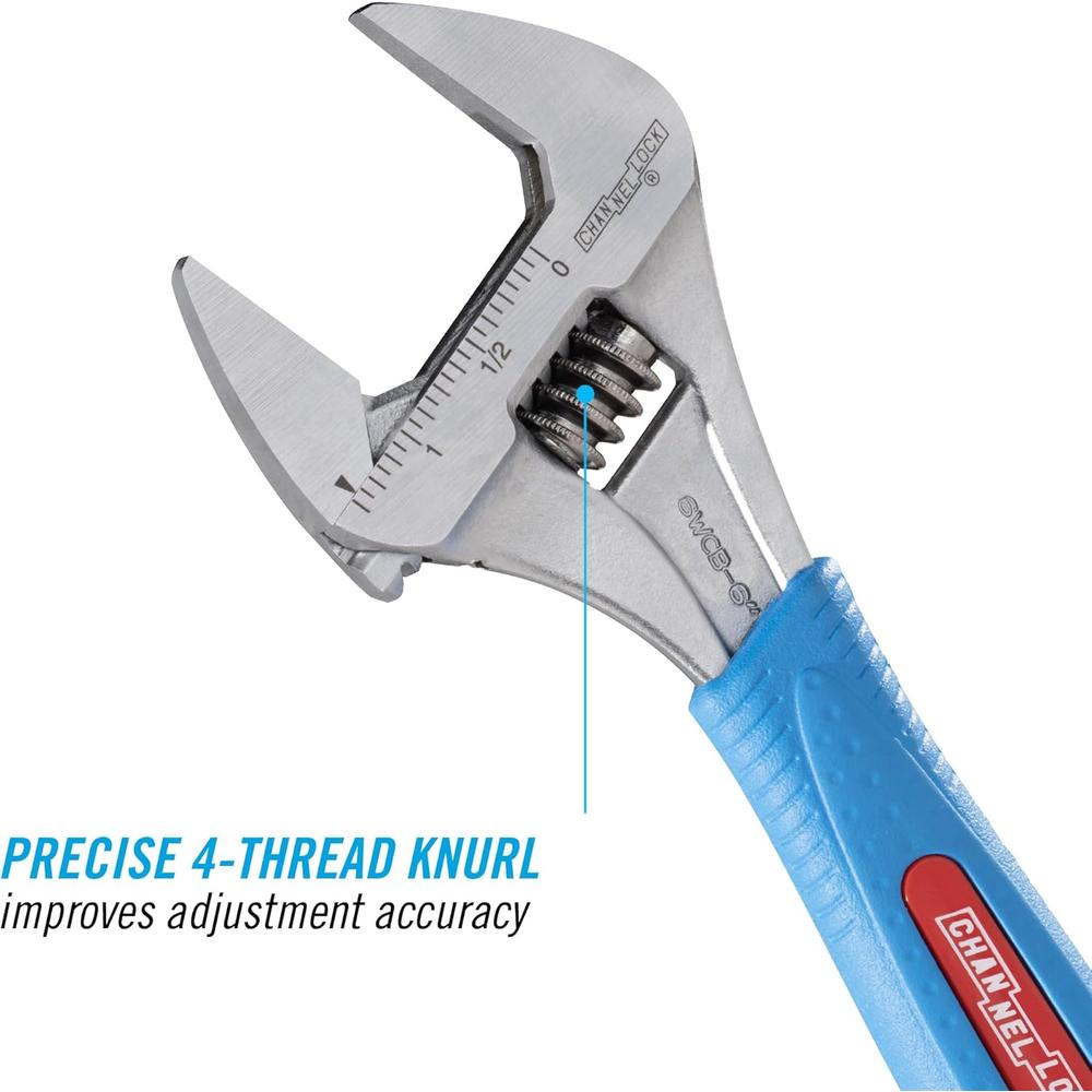 Channellock 6WCB 6-Inch WideAzz Adjustable Wrench, CODE BLUE