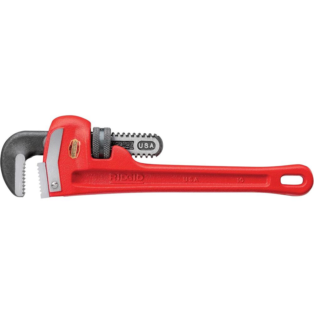 RIDGID 31010 Model 10 Heavy-Duty Straight Pipe Wrench, 10-inch Plumbing Wrench