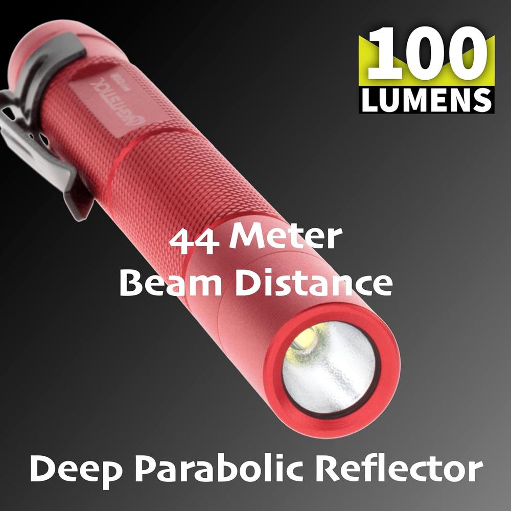 Bayco Nightstick MT-100R Mini-TAC Metal Led Flashlight 2-AAA. 5.4-Inch. 137mm. Red