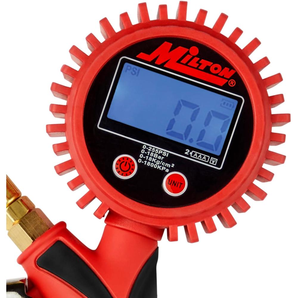 Milton Industries S-568 Digital Pistol Grip Inflator Gauge Euro Chuck