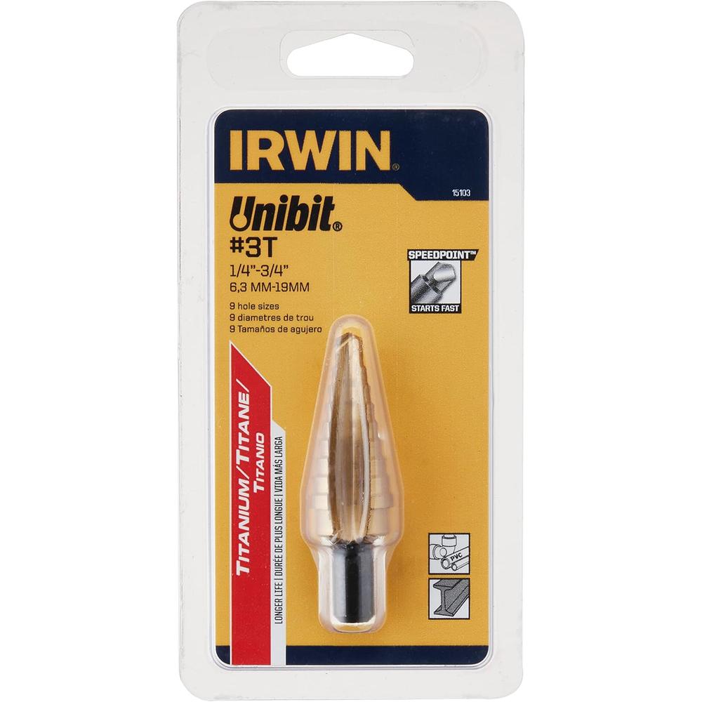 Irwin Tools 15103ZR 15103 STEP DRL #3T 1/4-3/4"TIN 9 SZ