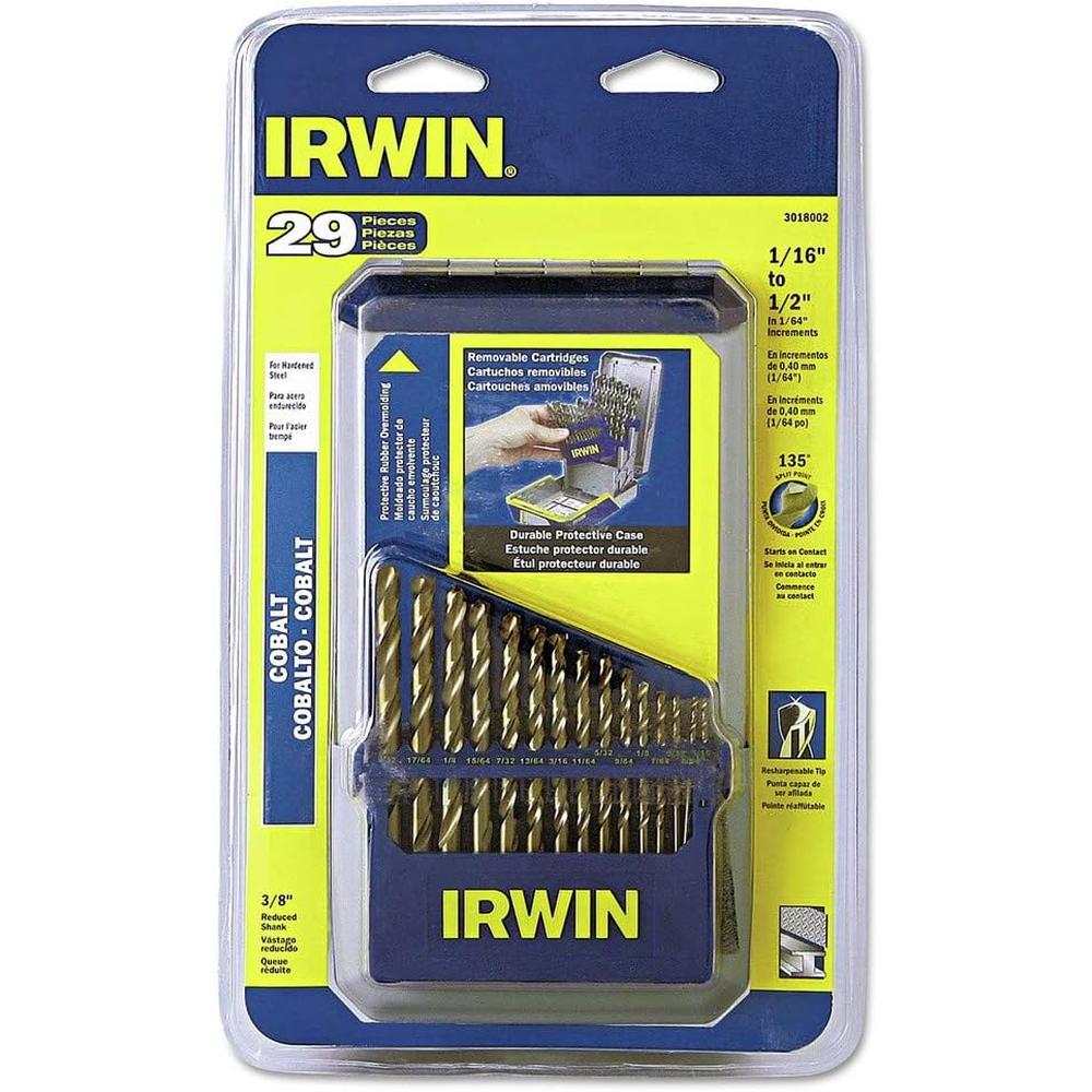 IRWIN Drill Bit Set, M35 Cobalt Steel, 29-Piece (3018002)