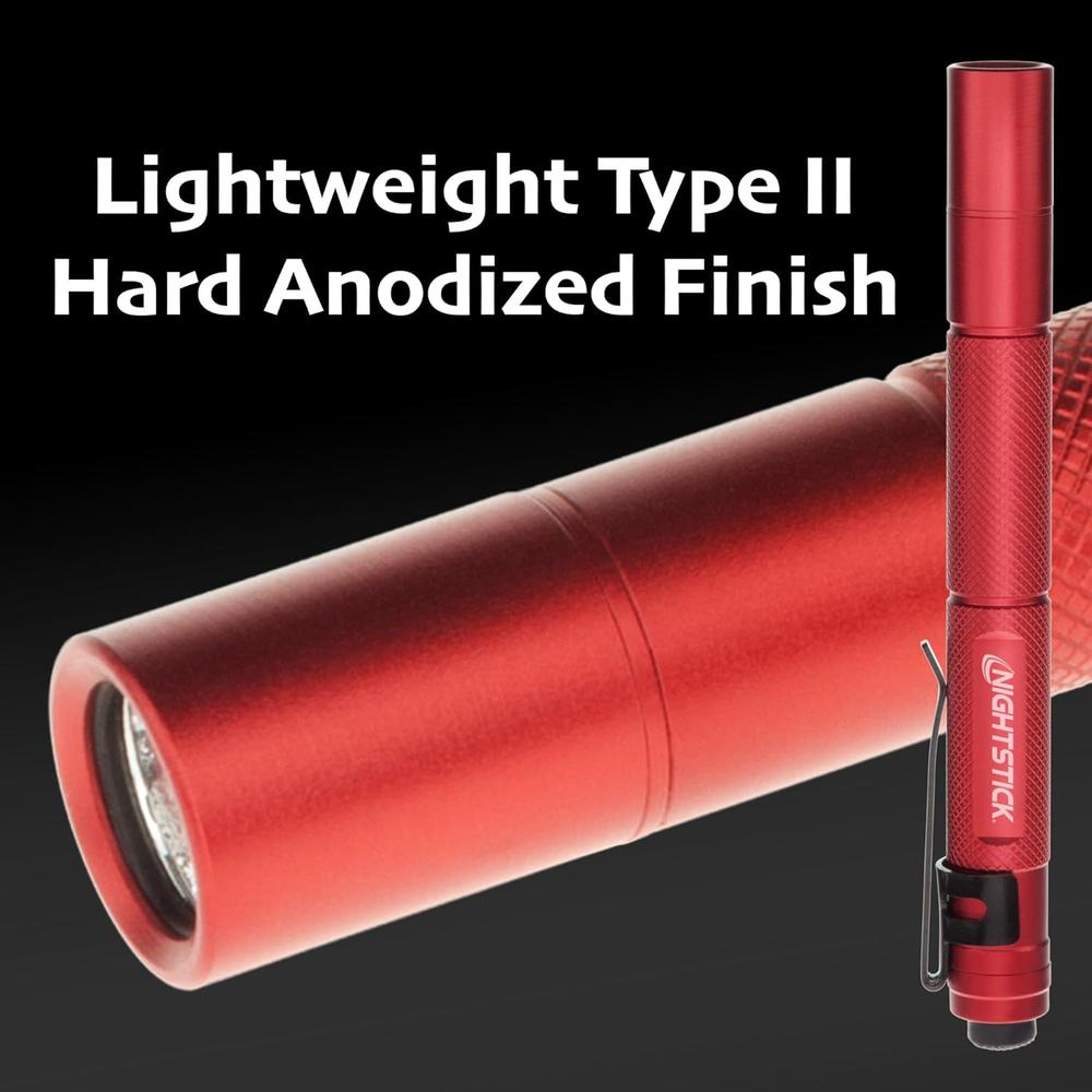 Bayco Nightstick MT-100R Mini-TAC Metal Led Flashlight 2-AAA. 5.4-Inch. 137mm. Red