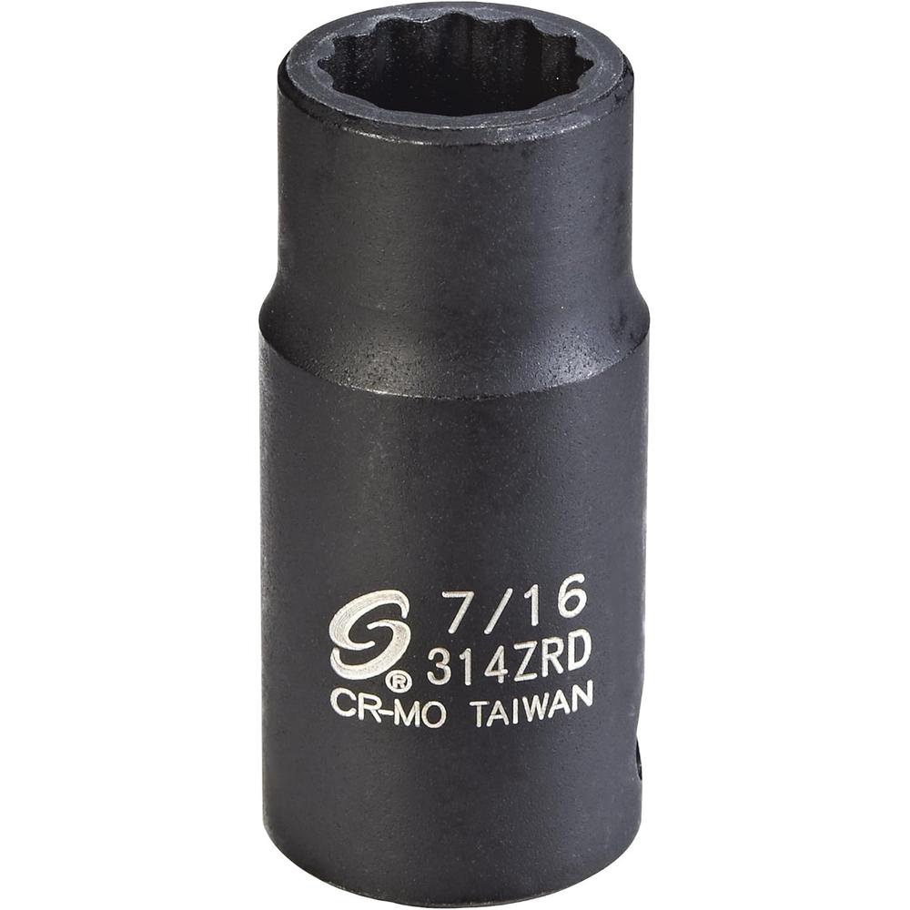 Sunex Tools 314ZRD 3/8" Dr. 7/16" 12pt Semi-Deep Impact Socket
