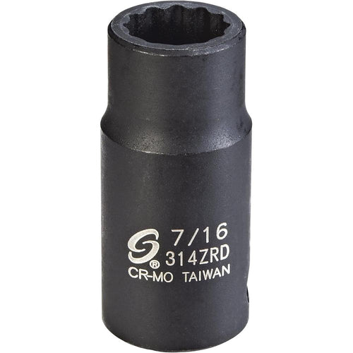 Sunex Tools 314ZRD 3/8" Dr. 7/16" 12pt Semi-Deep Impact Socket