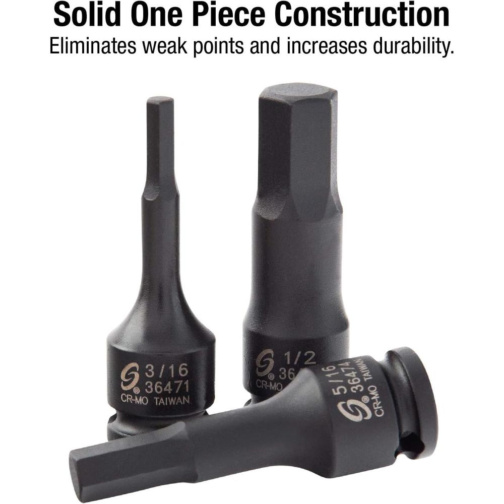 Sunex Tools 3649 13pc 3/8" Drive Fractional & Metric Hex Driver Set