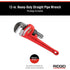Ridgid 31015 Model 12 Heavy-Duty Straight Pipe Wrench, 12" Plumbing Wrench - Red, Small