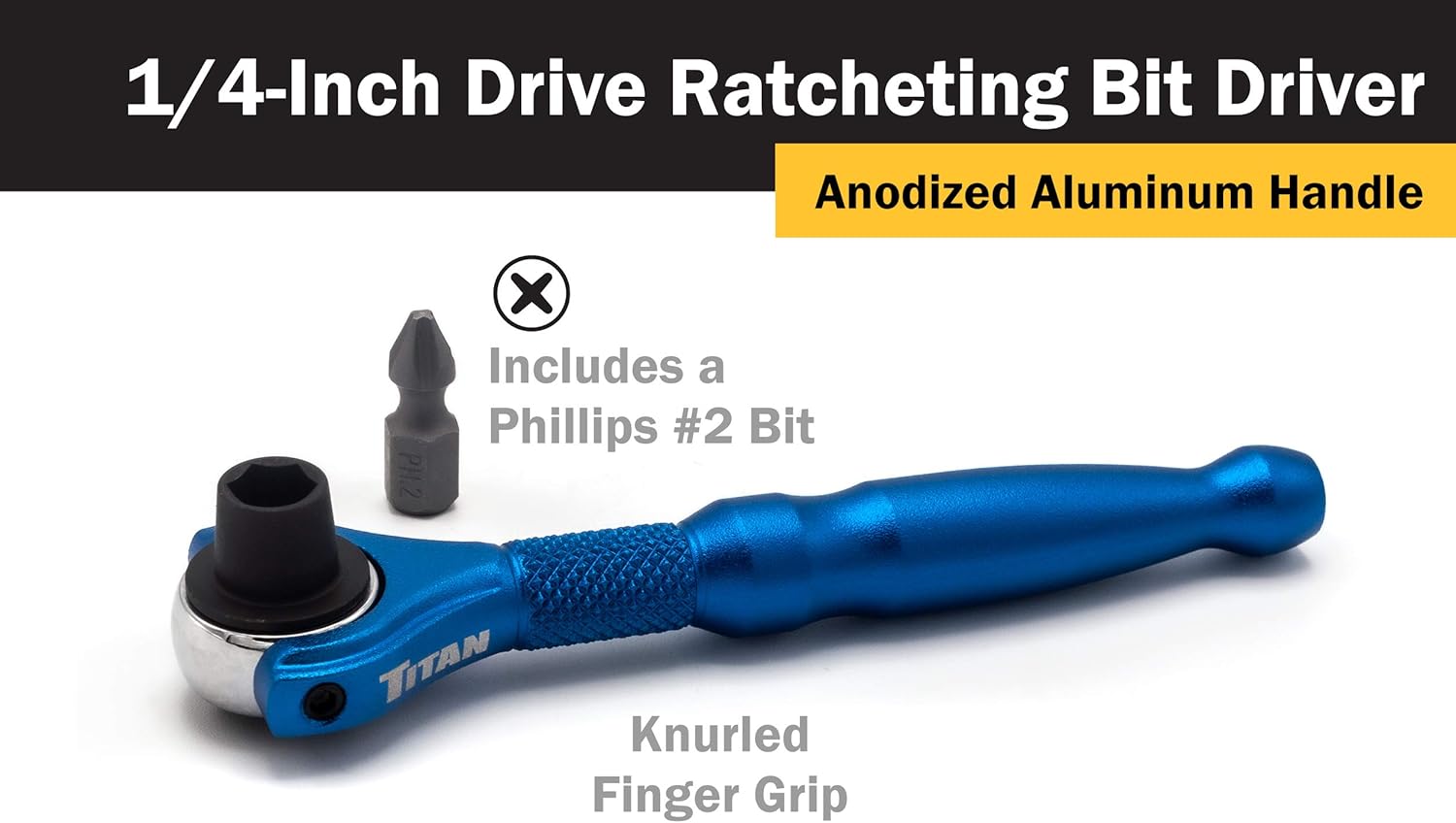 Titan Tools 11317 1/4" Drive Aluminum Swivel Head Micro Bit Driver
