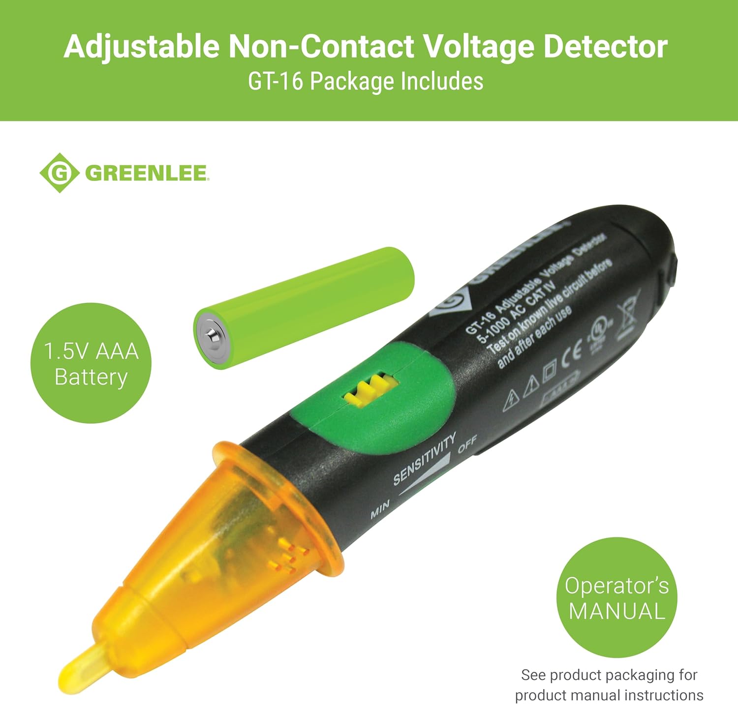 DÉTECTEUR Greenlee GT-16, TENSION -RÉGLABLE