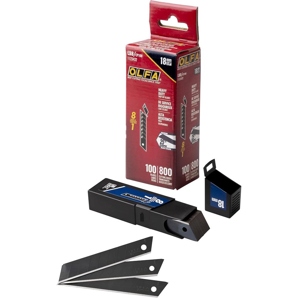 Olfa LBB/CP100 18MM Lbb Ultra-Sharp Black Snap-off Blade - Pack of 100