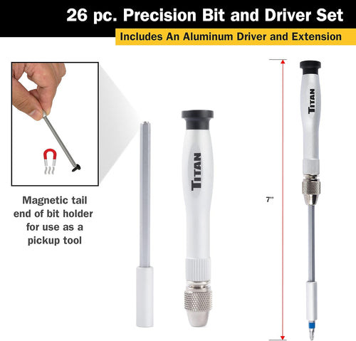 Titan Tools 16028 Jeu d'embouts et de tournevis de précision 26 pièces
