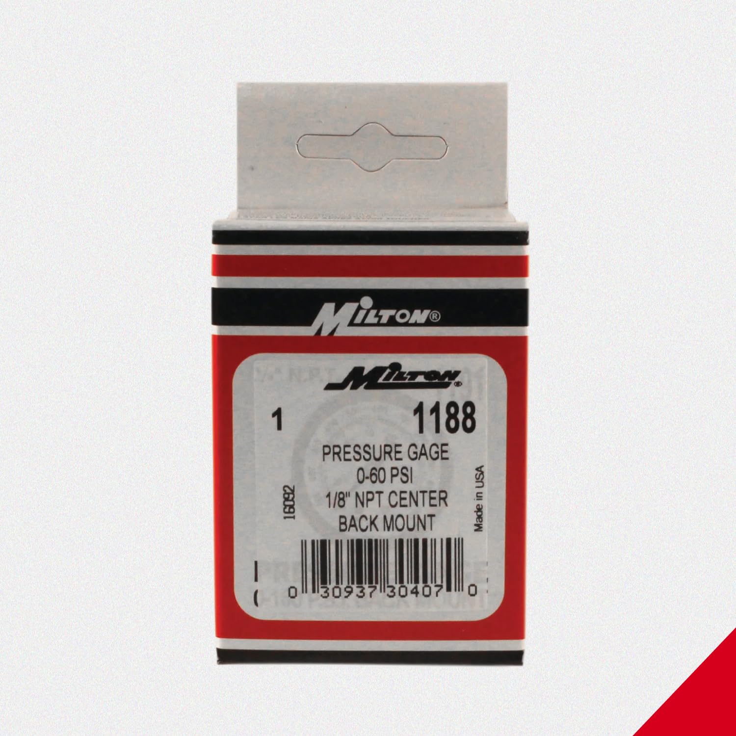 Milton Industries 1188 Gage 1/8" NPT, 0-60 PSI