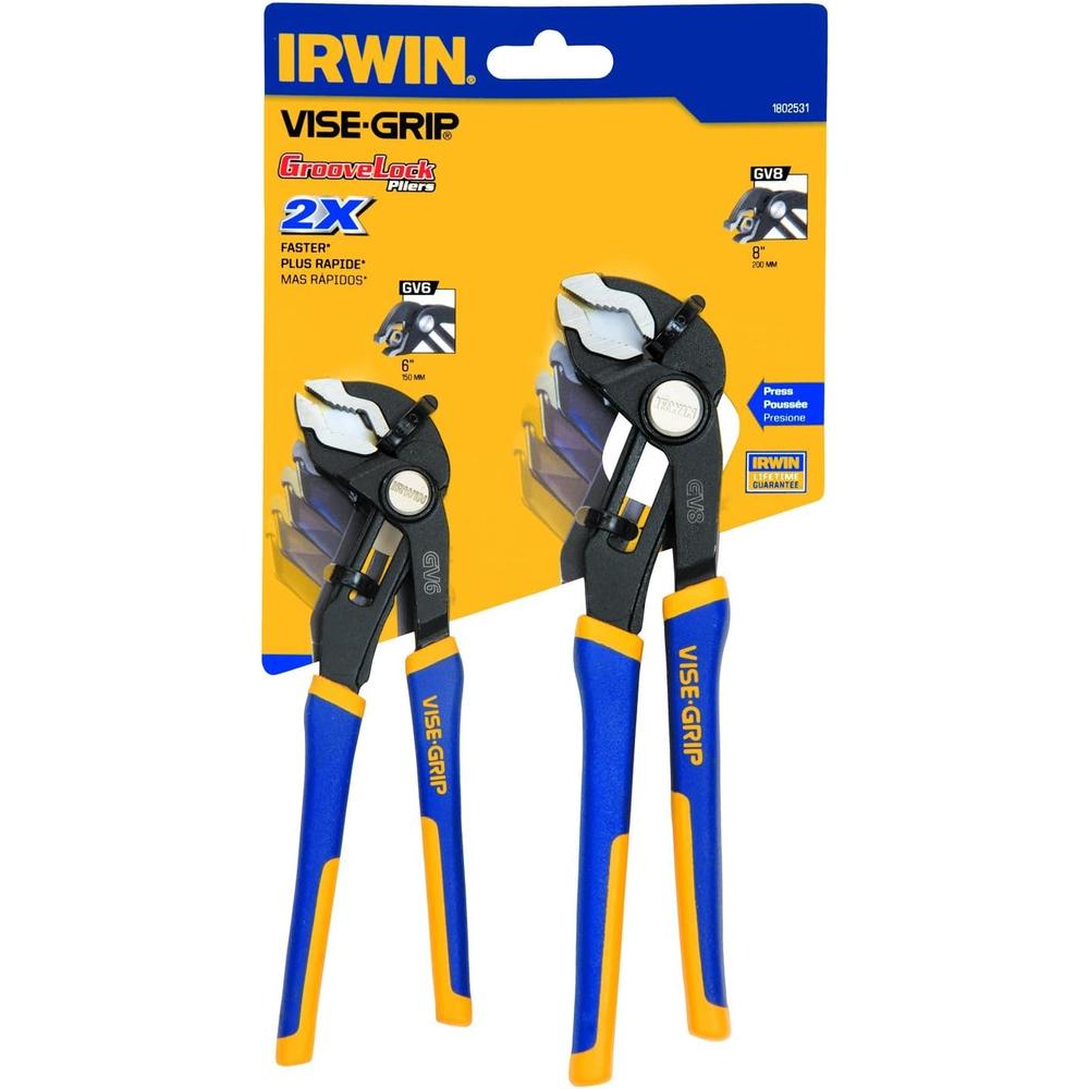 Irwin Tools 1802531 Vise-Grip 2 PC GROOVELOCK SET- GV6 + GV8