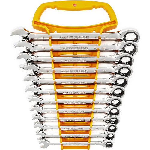 CLE A ENGRENAGE 12 pcs. Jeu de clés mixtes à cliquet 12 pans métriques - 9412