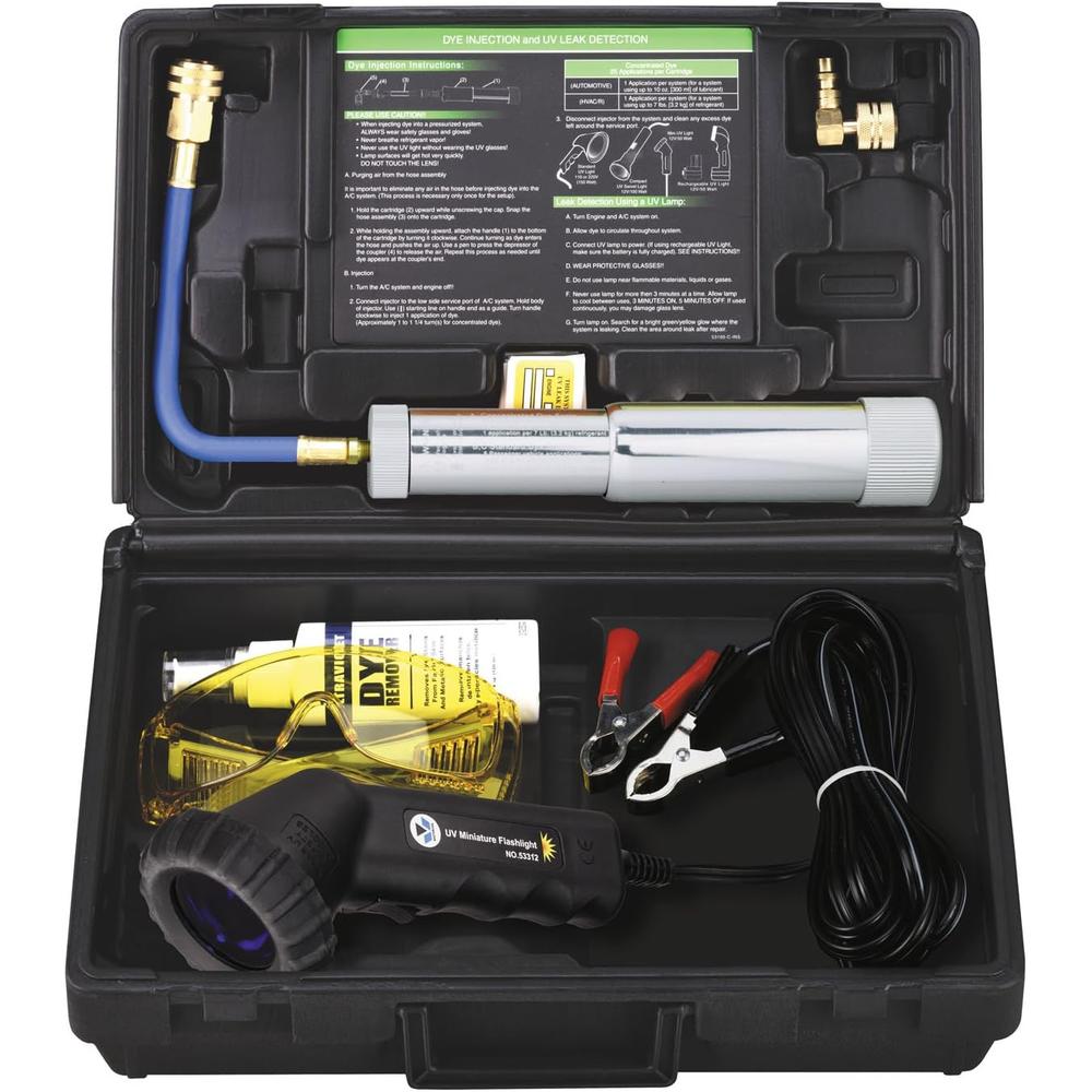 Mastercool 53500 Mini kit de lumière UV avec 2 oz. Injecteur de colorant rechargeable et accessoires