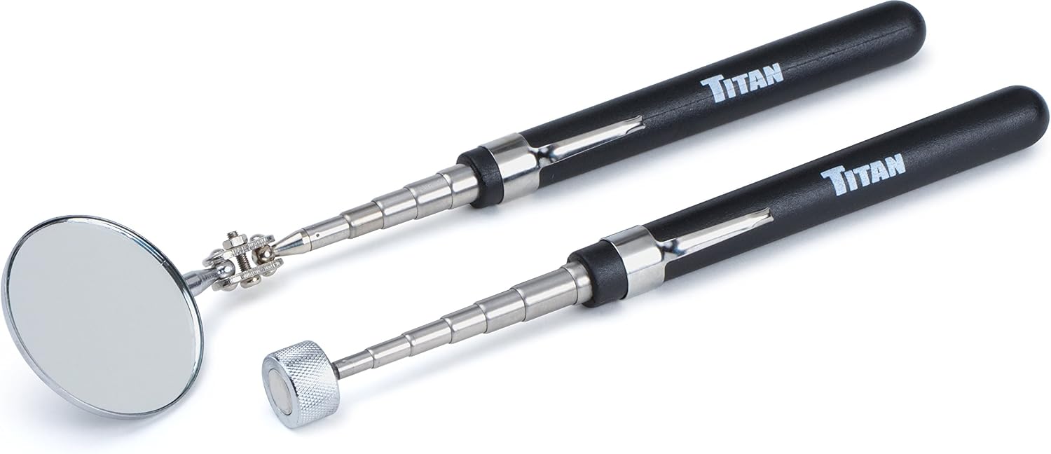 Titan Tools 11188 Round Telescoping Inspection Mirror and Magnetic Pick-Up Tool Set