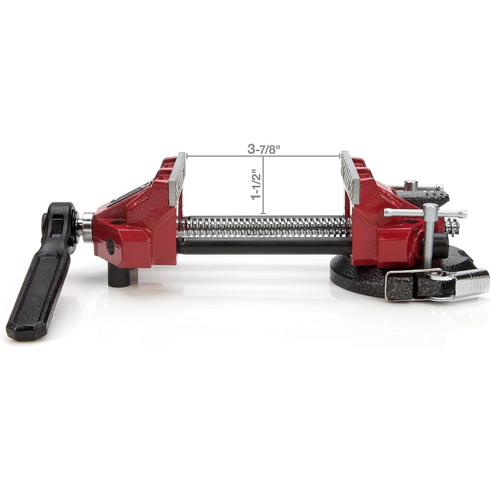 SPEEDJAW 4-Inch Low-Profile Bench Vise, Ratcheting Handle, Detachable Posi-clock Base Mount, Durable Steel Jaws