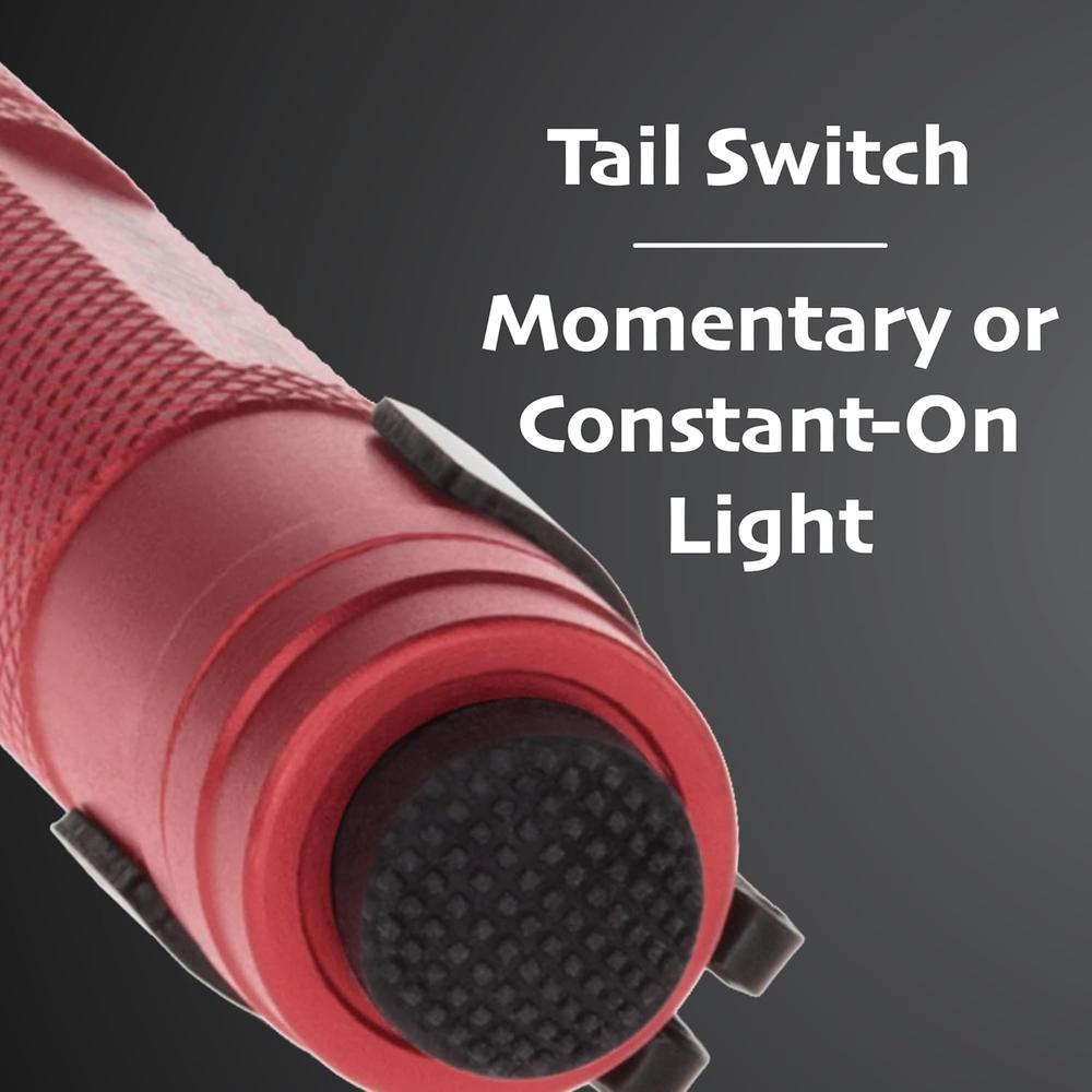 Bayco Nightstick MT-100R Mini-TAC Metal Led Flashlight 2-AAA. 5.4-Inch. 137mm. Red