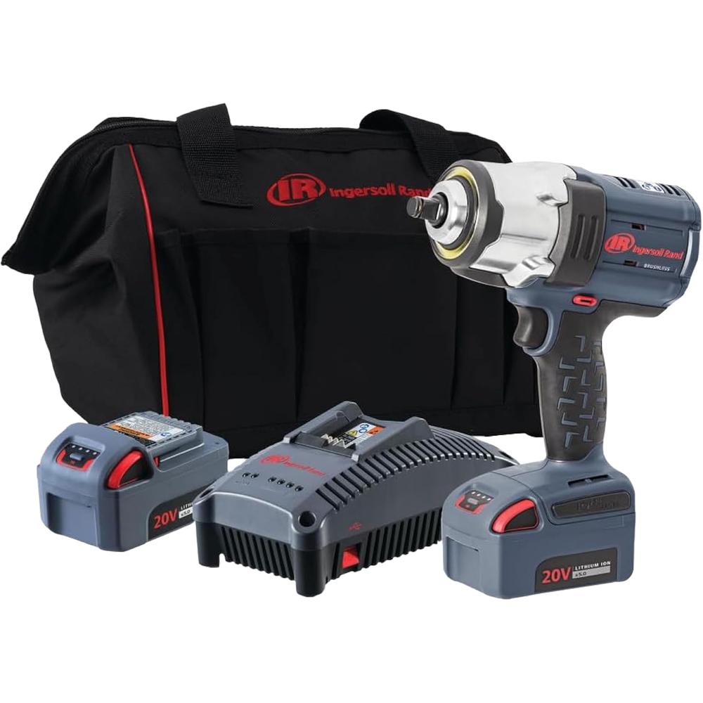 Ingersoll Rand W7152-K22 20V High Torque 1/2 Inch Drive Cordless Impact Wrench, 2 Battery Kit