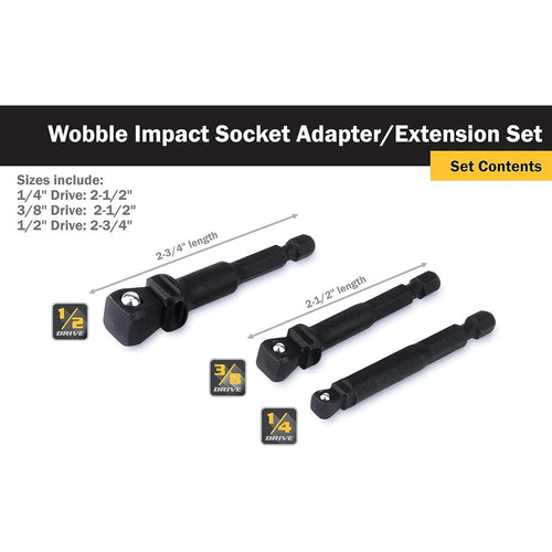 Titan Tools 49003 3 Pc. 2-3/4 In. Impact Wobble Socket Adapter