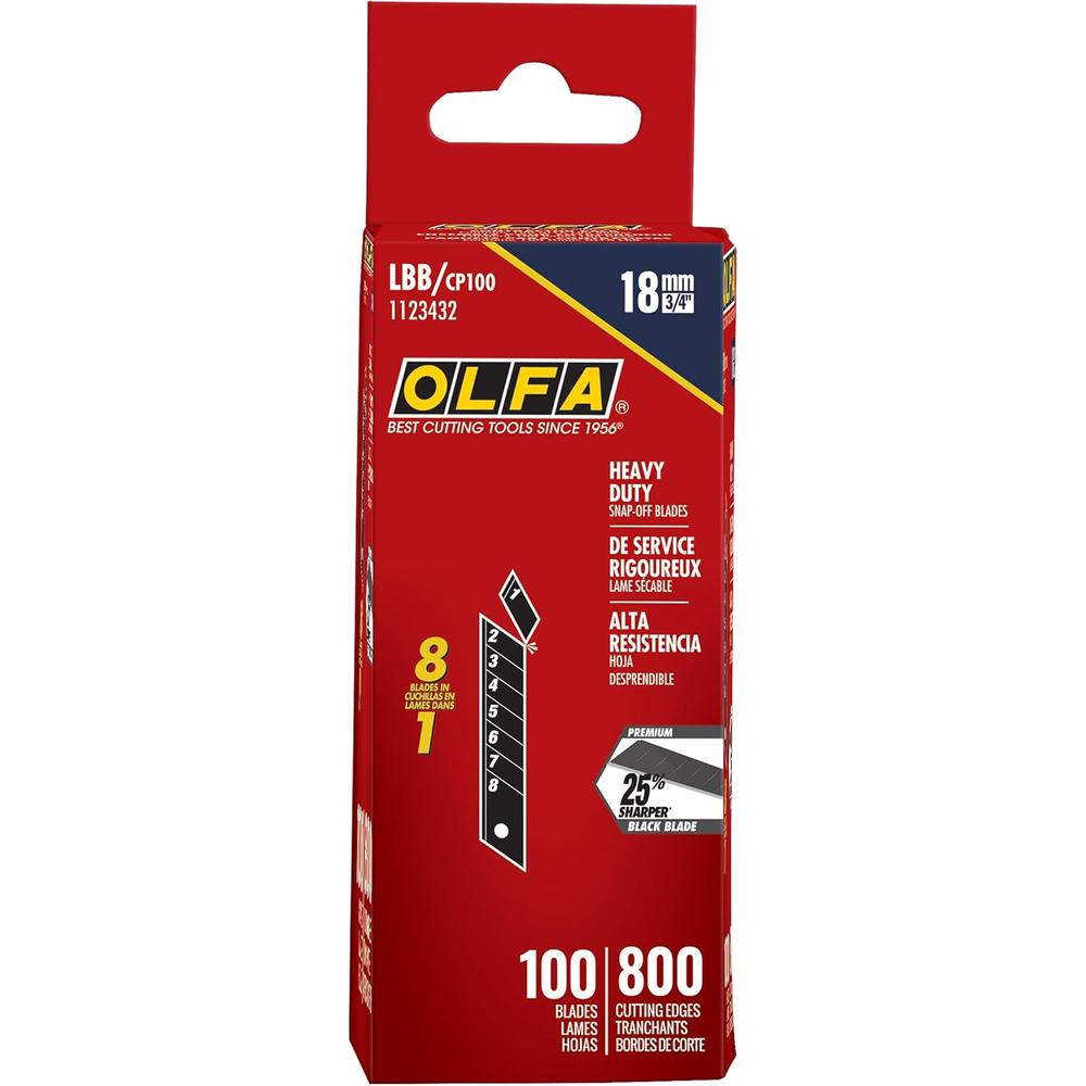 Olfa LBB/CP100 18MM Lbb Ultra-Sharp Black Snap-off Blade - Pack of 100