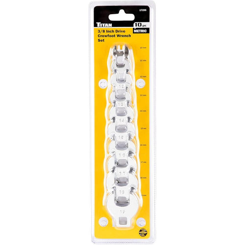 Titan Tools 17295 10 Pc. 3/8in. Dr MM Crowsfoot Wrench Set