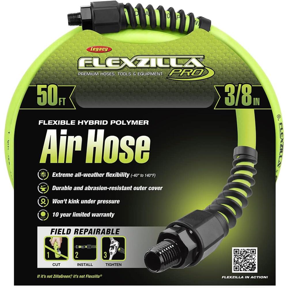 Legacy Manufacturing HFZP3850YW2 Tuyau d'air Flexzilla Pro, 3/8" X 50', raccords MNPT 1/4"
