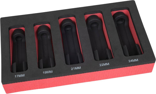 Lisle 12090 5pc Fuel Line Socket Set, 17, 19, 21, 22, 24mm