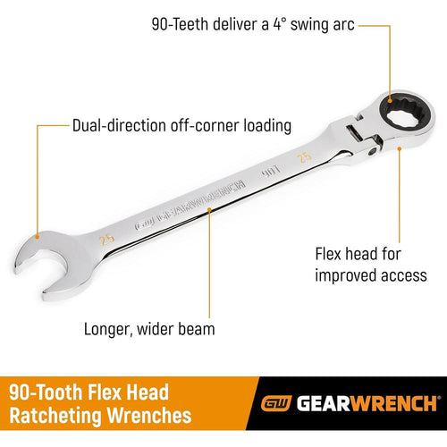 Clé mixte à cliquet à tête flexible GearWrench 86752 15/16" 90 dents 12 pans
