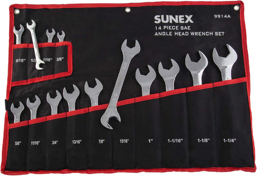 Sunex 9914A Jeu de 14 clés à tête coudée SAE (polissage complet) CRV