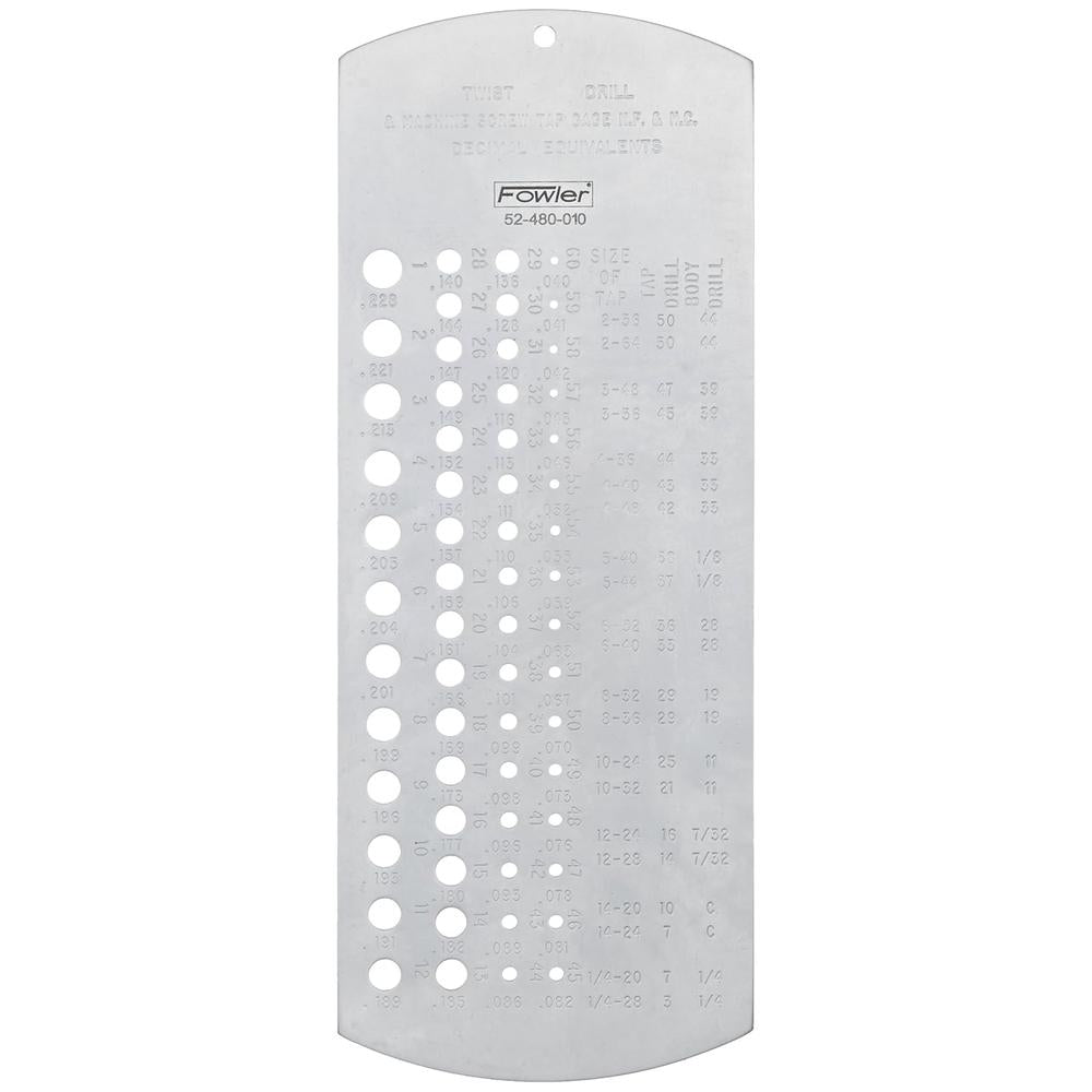 Fowler High Precision 52-480-010 Hardened Steel Drill Gage with Satin Chrome Finish, #1 â€“ #60 Number Drill, 60 Holes