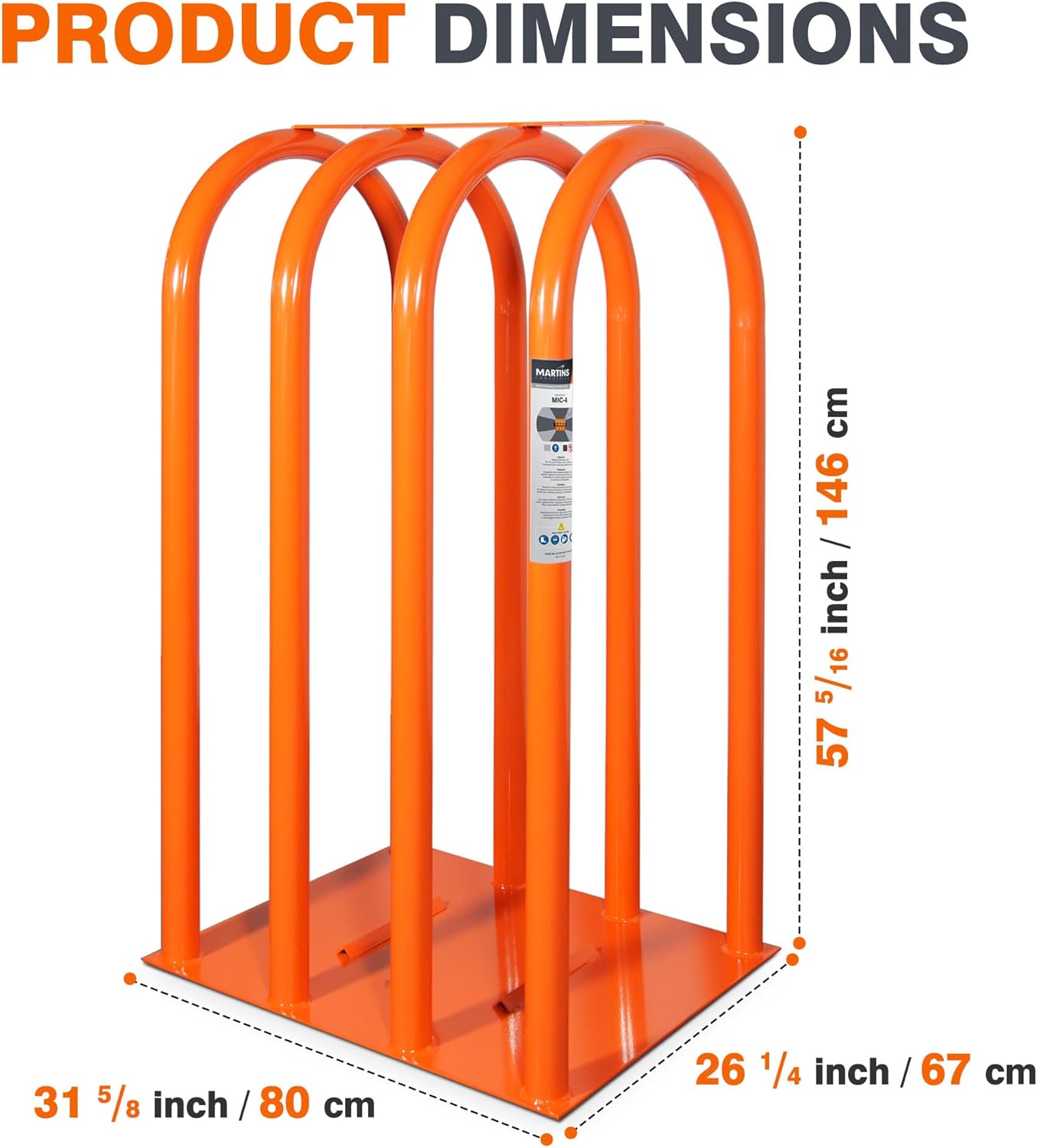 Martins Industries MIC-4 CAGE DE GONFLAGE DE PNEUS À 4 BARRES, 47" OD X 19" L