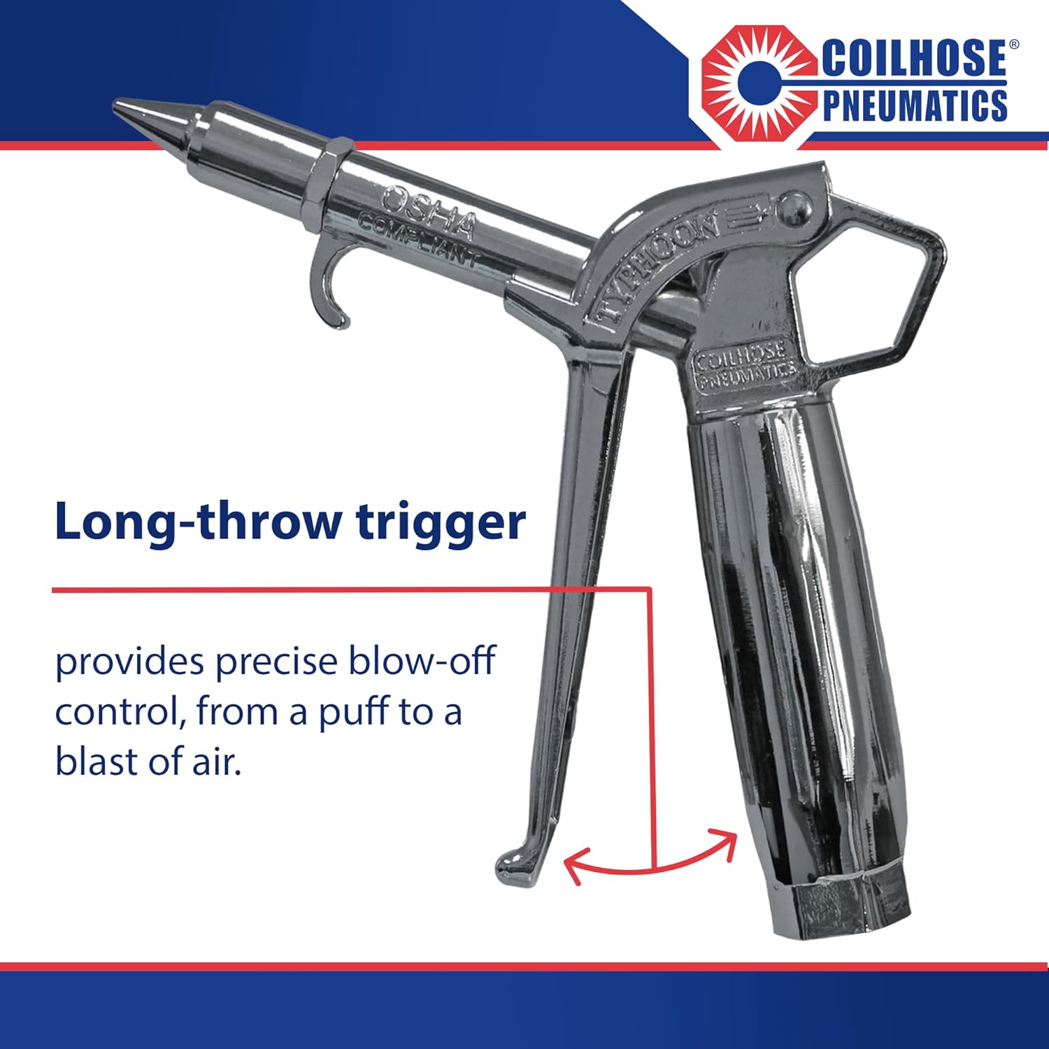 Coilhose Pneumatics TYP-2501CS 1/4" Typhoon Pro Blow Gun, Clam Shell