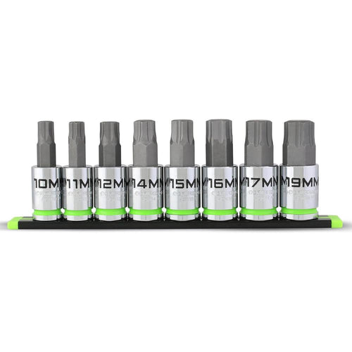 GripEdge HCM8S 8-Pc 1/2" Drive Metric Rpt Hex Bit Socket Set, 10-19 Mm