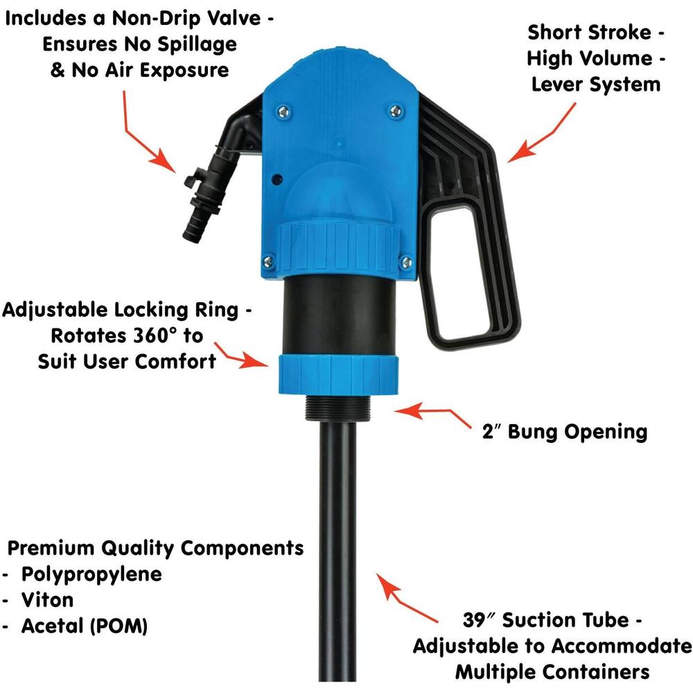 Lumax LX-1329 PREMIUM LEVER ACTION CHEMICAL PUMP, FOR 15-55 GALLON DRUMS
