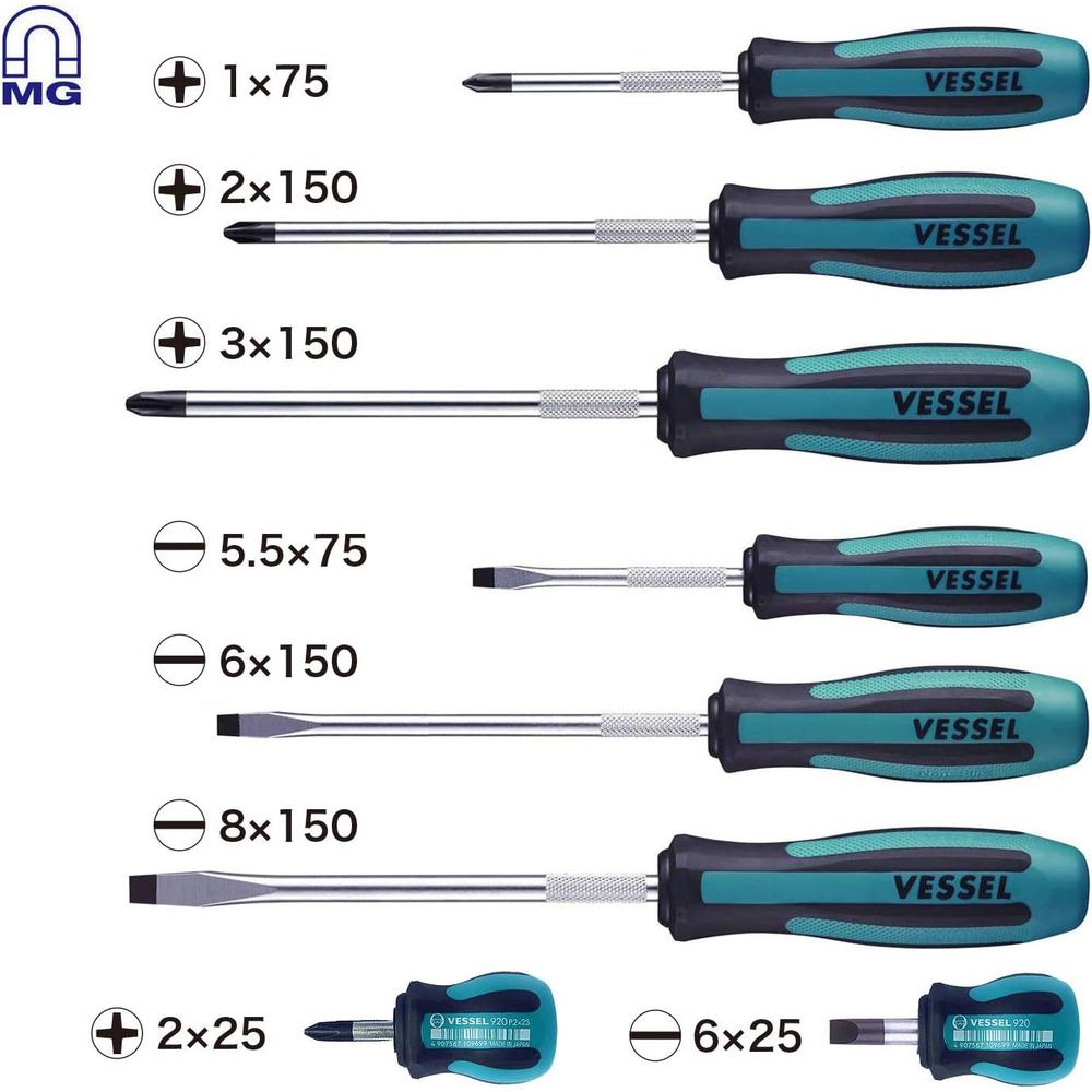 Vessel Tools 9008EVA 8PC MEGADORA JAWS FIT SCWDRVR