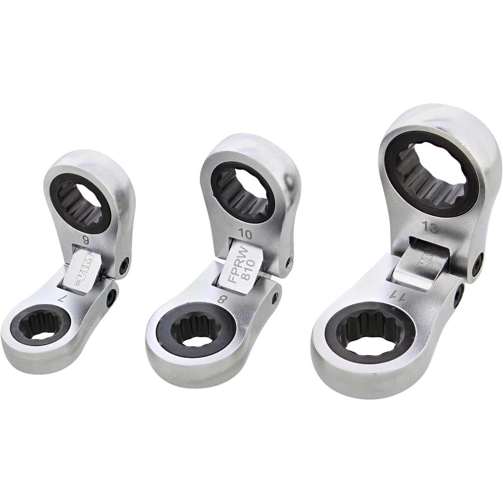 VIM Tools FPRW100 Jeu de 3 clés à cliquet double boîte Nano Flex, 72 dents, 7 x 9 mm, 8 x 10 mm, 11 x 13 mm