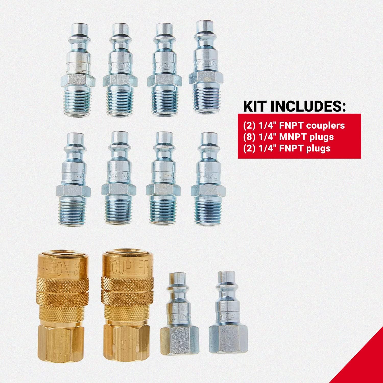 Milton S-210 1/4" NPT M-Style Coupler and Plug Kit, (12-Piece)
