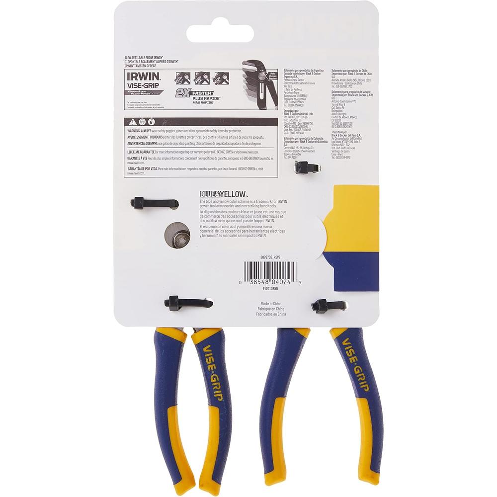 Irwin Tools 2078702 Vise-Grip 2-PC PROPLIER SET, INCLUDES 6" SLIP JOINT & 6" LONG NOSE PLIERS