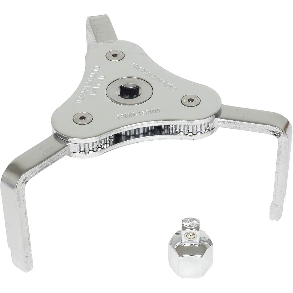 Lisle 63890 3-JAW OIL FILTER WRENCH WITH ADAPTER, 73MM-153MM