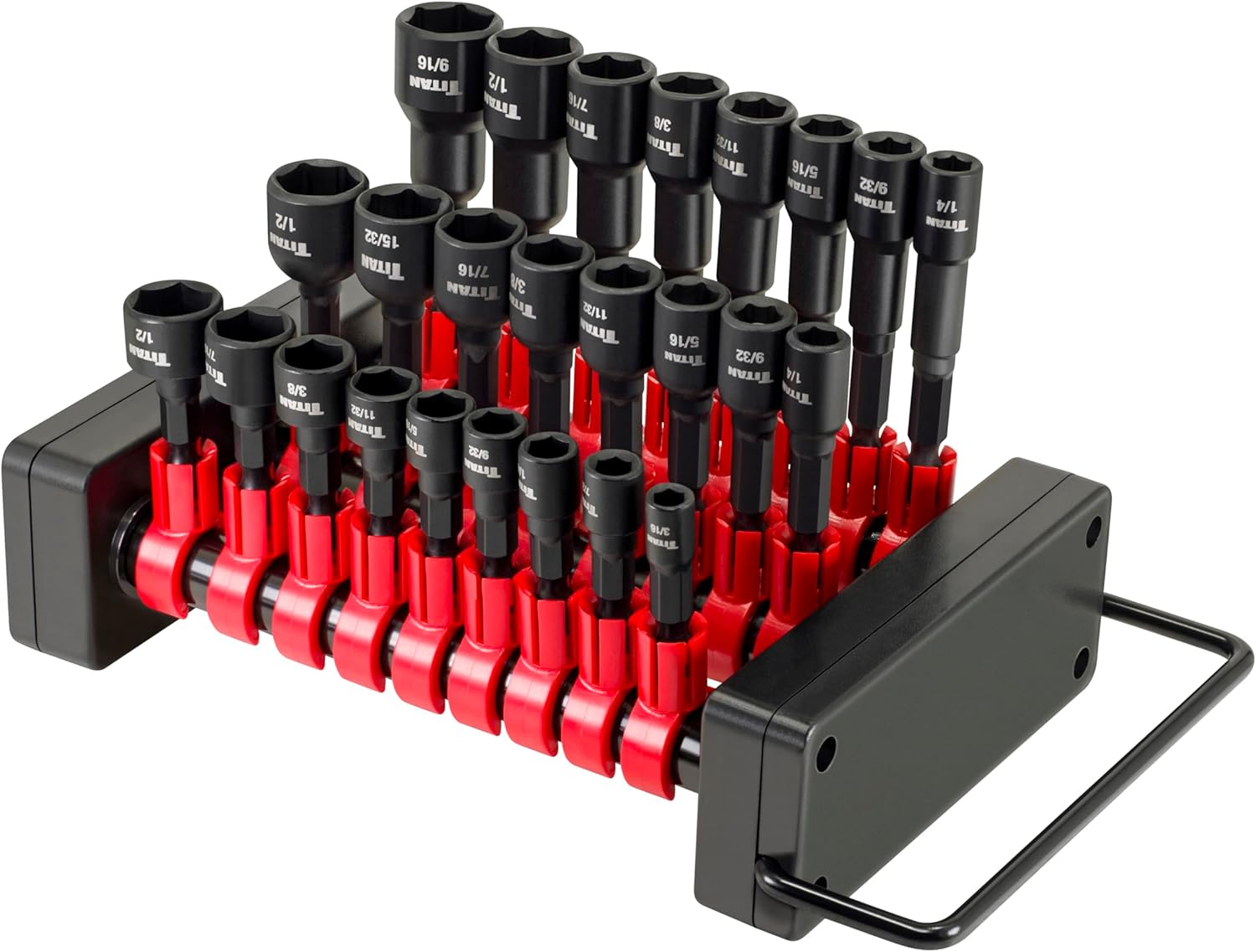 Titan Tools 16294 25pc SAE Impact Nut Driver Set w/ Storage Rack
